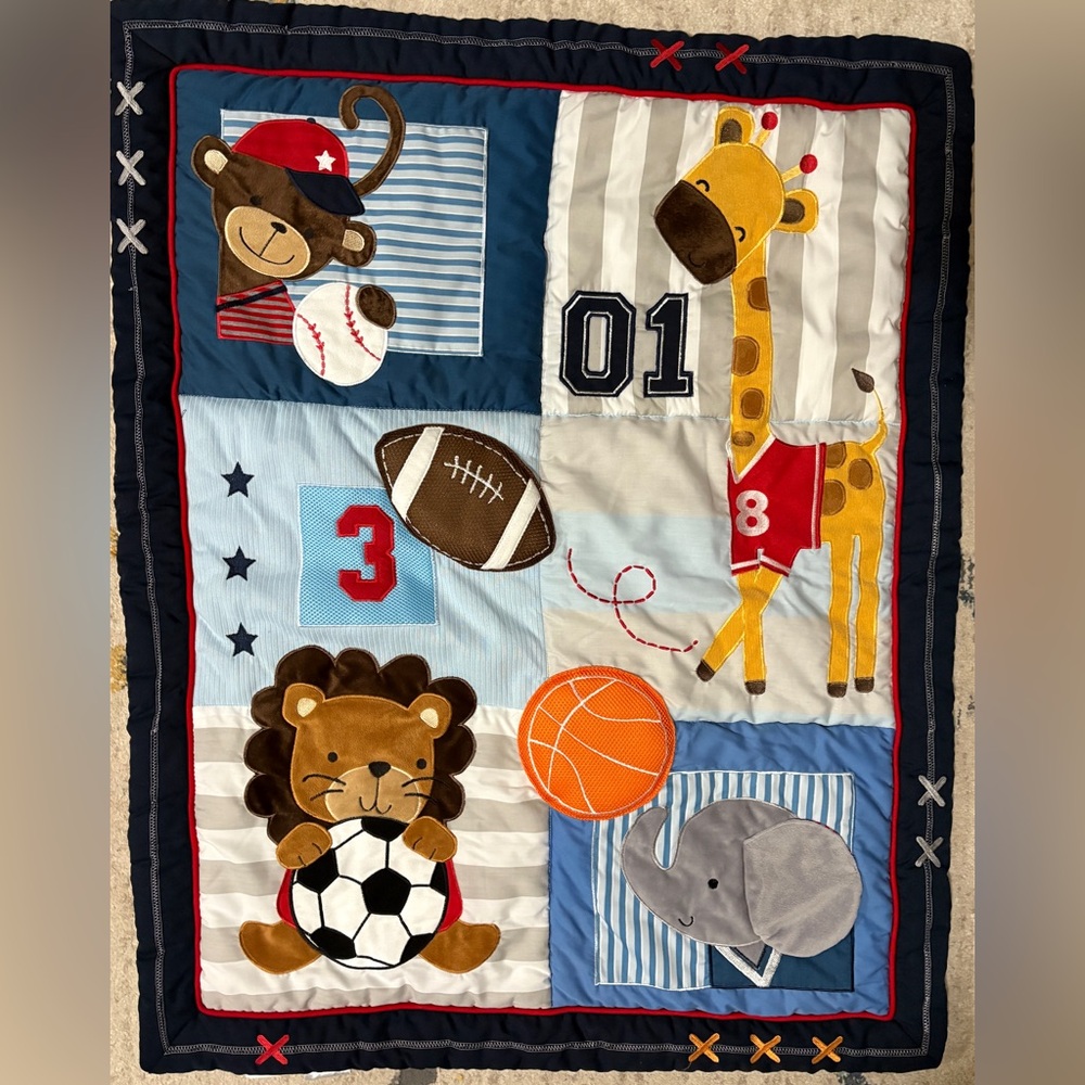 Lambs & Ivy Future All Star Animal Sports Nursery Quilt